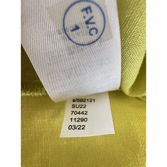 LOFT Womens Top Petite MP Neon Grn Linen Blend Tie Neck Puff Sleeve Peasant Boho - Picture 8 of 12